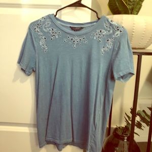 Blue embroidered t-shirt